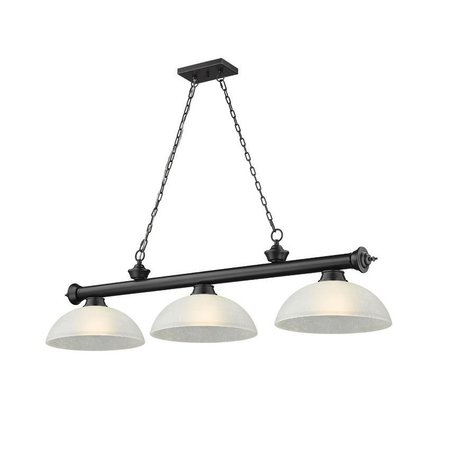 Z-LITE Cordon 3 Light Billiard, Matte Black & White Linen 2306-3MB-DWL14